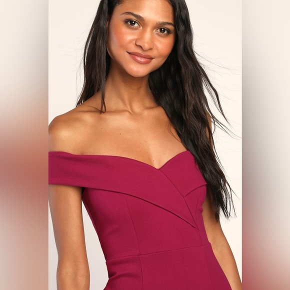 Lulus Classic Glam Plum Off-the-Shoulder Bodycon Dress - Picture 3 of 5